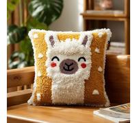 AxiangziK DIY Latch Hook Kits for Adults,Animal Alpaca,Latch Hook Cushion Cover Kit,DIY Carpet Cushion Crocheting Pillowcase for Home,17x17in