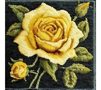 AxiangziK DIY Latch Hook Kits for Adults,Yellow Rose,Latch Hook Cushion Cover Kit,DIY Carpet Cushion Crocheting Pillowcase for Home,17x17in