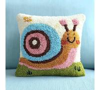 AxiangziK DIY Latch Hook Kits for Beginners,Cartoon Snail,Latch Cross Stitch Sofa Cushion,Includes Cushion Kits and Yarn Set for Crochet,17x17in