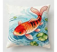 AxiangziK DIY Latch Hook Kits for Beginners,Koi Fish in The Pond,Latch Cross Stitch Sofa Cushion,Includes Cushion Kits and Yarn Set for Crochet,17x17in