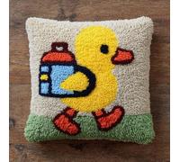 AxiangziK DIY Latch Hook Kits for Beginners,The Little Duck with a Backpack,Latch Cross Stitch Sofa Cushion,Includes Cushion Kits and Yarn Set for Crochet,17x17in