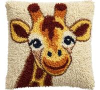 AxiangziK DIY Latch Hook Kits Pillow,Cute Giraffe,Handmade Cushion Crochet Yarn Embroidery Hook Latch Kit Pillowcase Christmas Decoration,17x17in