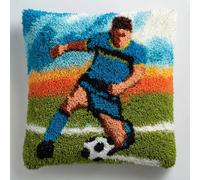 AxiangziK DIY Latch Hook Pillow Kit,Football Player,Stamped Pillow Latch Hook Beginners Adults Teenager Embroidery Home Decoration Cross Stitch Kit,17x17in