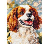 AxiangziK DIY Needlepoint Cross Stitch Kits Adults,Cavalier King Charles Spaniel Counted Pre Printed Embroidery Needlepoint Patterns,Ideal Craft Gift for Women Teens