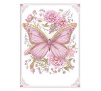 AxiangziK DIY Printed Cross Stitch Kit Butterfly Flowers 11CT 80x100cm