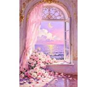 AxiangziK DIY Printed Cross Stitch Kit Flowers by the Window 11CT 60x80cm