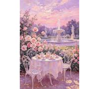 AxiangziK DIY Printed Cross Stitch Kit Garden Afternoon Tea 11CT 30x40cm