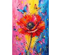 AxiangziK DIY Printed Cross Stitch Kit Red Flowers 11CT 80x100cm