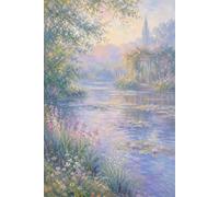 AxiangziK DIY Stamped Cross Stitch Kit Pond Flowers 11CT 60x80cm