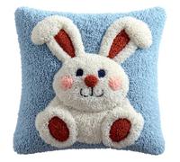AxiangziK Do It Yourself Latch Hook Kit Pillow,Cute White Rabbit,Latch Hook Cushion Kits Pillow Crochet Hobby & Crafts DIY Embroidery Cushion Cover,17x17in