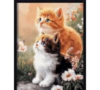 AxiangziK Embroidery Kit Needlework for Adult,Two Cute Couple Cats,11CT Cross Stitch Kits,Easy Stamped Counted Cross Stitch for Adults Beginners Kids UK,16x20inch