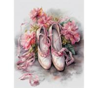 AxiangziK Embroidery Kits for Beginners with Pattern Ballet Shoes,DIY Adult Cross Stitch Kits Full Embroidery Kit with Needles and Thread Included,16x20inch