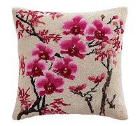 AxiangziK Flowers Latch Hook Kits for Adults,Beautiful Phalaenopsis,DIY Latch Cross Stitch Sofa Cushion,Creativity Gift Embroidery Home Decoration,17x17in