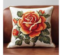 AxiangziK Flowers Latch Hook Kits for Adults Beginners,Rose Vine,Latch Hook Pillow Kit Pre-Printed Cross-Stitch Embroidery Cushion for Home Sofa Decoration,17x17in