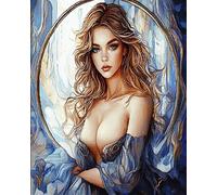 AxiangziK Lady Portrait 11CT Stamped Cross Stitch Kits for Adults,Beautiful Girl,DIY Embroidery Crafts for Needle Point Starter Kit Home Decor Gift,16x20inch