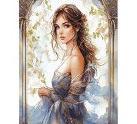 AxiangziK Lady Portrait Stamped Cross Stitch Kits,Beautiful Girl,Counted Cross Stitch Kits for Beginners Adults,11 CT Patterns Embroidery Kits Arts Craft Kits,16x20inch