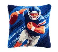 AxiangziK Latch Hook Cushion Cover Kit,Baseball Player,DIY Needlework Embroidery Kits Handmade Set Latch Hook Craft Sofa Home Decor,17x17in