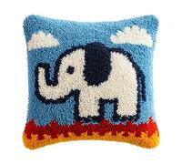 AxiangziK Latch Hook Cushion Cover Kit,Cartoon Elephant,DIY Needlework Embroidery Kits Handmade Set Latch Hook Craft Sofa Home Decor,17x17in