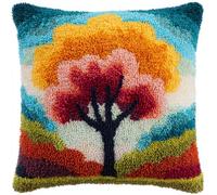 AxiangziK Latch Hook Cushion Kit 17x17 Inch,A Big Tree DIY Pillow Cover Craft Set - Unique Home Decor Gift for Women/Men