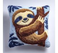 AxiangziK Latch Hook Cushion Kit,Animal Sloth,DIY Pillowcase for Kids Adults,Printed Canvas for Beginners,Cross Stitch Embroidery Kits,17x17in