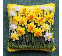 AxiangziK Latch Hook Cushion Kit,Beautiful Daffodils,Latch Hook for Beginners Adults or Children,Pillow Cover Kit Christmas Gifts,17x17in
