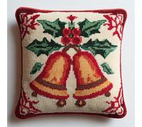 AxiangziK Latch Hook Cushion Kit,Christmas Bells,DIY Pillowcase for Kids Adults,Printed Canvas for Beginners,Cross Stitch Embroidery Kits,17x17in