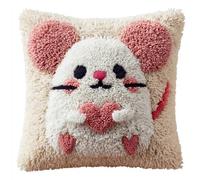 AxiangziK Latch Hook Cushion Kit,Cute Mouse,DIY Pillowcase for Kids Adults,Printed Canvas for Beginners,Cross Stitch Embroidery Kits,17x17in