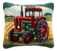 AxiangziK Latch Hook Cushion Kit,Farm Tractor,DIY Pillowcase for Kids Adults,Printed Canvas for Beginners,Cross Stitch Embroidery Kits,17x17in