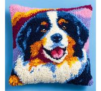 AxiangziK Latch Hook Cushion Kits,Animal Cute Dog,Latch Hook Cushion Cover with Printed Canvas DIY Embroidery Kit,17x17in