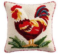 AxiangziK Latch Hook Kit Cushion,Animal Rooster,DIY Latch Hook Pillow Printed Cushion Embroidery Needlework Craft Embroidery Kit,17x17in