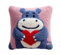 AxiangziK Latch Hook Kit Cushion,Love and Hippo,DIY Latch Hook Pillow Printed Cushion Embroidery Needlework Craft Embroidery Kit,17x17in