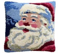 AxiangziK Latch Hook Kit Cushion,Santa Claus,DIY Latch Hook Pillow Printed Cushion Embroidery Needlework Craft Embroidery Kit,17x17in