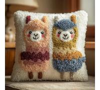 AxiangziK Latch Hook Kit for Adults,Animal Alpaca,DIY Latch Hook Cushion,Cross Stitch Embroidery Cushion Making Kits Home Decor,17x17in