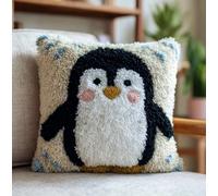 AxiangziK Latch Hook Kit for Adults,Cute Penguins,DIY Latch Hook Cushion,Cross Stitch Embroidery Cushion Making Kits Home Decor,17x17in