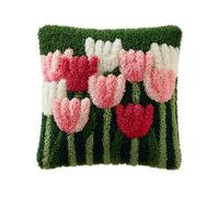 AxiangziK Latch Hook Kit for Adults,Tulip Flowers,DIY Latch Hook Cushion,Cross Stitch Embroidery Cushion Making Kits Home Decor,17x17in