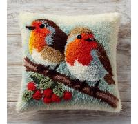 AxiangziK Latch Hook Kits DIY Throw Pillow Cover,Christmas Robin,Cushion Cover Embroidery Craft Kit for Adults and Beginners Embroidery Home Decoration,17x17in