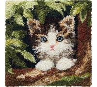 AxiangziK Latch Hook Kits DIY Throw Pillow Cover,Color Animal cat,Cushion Cover Embroidery Craft Kit for Adults and Beginners Embroidery Home Decoration,17x17in