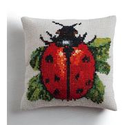 AxiangziK Latch Hook Kits for Adults Beginners,Animal Color Ladybug,Latch Hook Pillow Kit Pre-Printed Cross-Stitch Embroidery Cushion for Home Sofa Decoration,17x17in