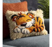 AxiangziK Latch Hook Kits for Adults Beginners,Sleeping Tiger,Latch Hook Pillow Kit Pre-Printed Cross-Stitch Embroidery Cushion for Home Sofa Decoration,17x17in