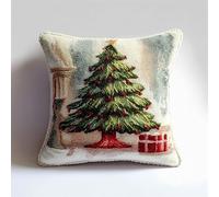 AxiangziK Latch Hook Kits for Adults,Christmas Tree,DIY Latch Cross Stitch Sofa Cushion,Creativity Gift Embroidery Home Decoration,17x17in