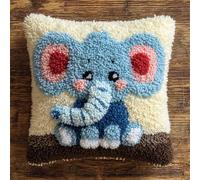 AxiangziK Latch Hook Kits for Adults,Cute Baby Elephant,DIY Latch Cross Stitch Sofa Cushion,Creativity Gift Embroidery Home Decoration,17x17in