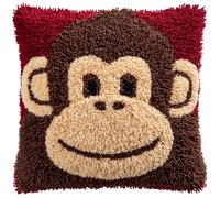 AxiangziK Latch Hook Kits for Adults,Cute Monkey,Embroidery Kits,DIY Pillowcase Hook and Latch,17x17in