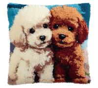 AxiangziK Latch Hook Kits for Adults,Cute Poodle,DIY Latch Cross Stitch Sofa Cushion,Creativity Gift Embroidery Home Decoration,17x17in