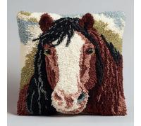 AxiangziK Latch Hook Pillow Case Embroidery Kits,Animal Horse,DIY Latch Hook Cushion Cover Kits for Kids & Adults Beginners,Sofa Cushion Cover,17x17in