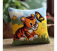 AxiangziK Latch Hook Pillow Craft Kit,The Little Tiger and the Butterfly