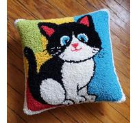 AxiangziK Latch Hook Pillow Cushion Cover Kit,Cute Tuxedo cat