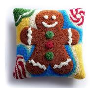 AxiangziK Latch Hook Pillow Kit 43x43cm,Cute Gingerbread man
