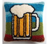 AxiangziK Latch Hook Pillow Making Kit 43x43cm,Beer Mug Complete Set with Hook Tool & Instructions - Sofa Cushion Cover DIY Craft for Adults