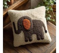 AxiangziK Latch Hook Pillow Making Kit 43x43cm,Cartoon Elephant and Butterfly Printed Canvas Needlework Set,Sofa Cushion Cover,Relaxing Handmade Craft for Home Bedroom Decoration