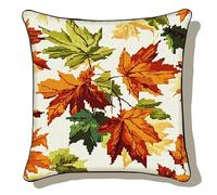 AxiangziK Leaf Cross Stitch Cushion Carpet,Autumn Maple Leaves,11CT Embroidery Kit Cross Stitch Pillow Tapestry Cross Stitch Cushion,45x45cm